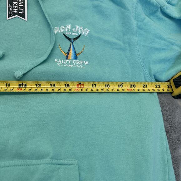 Salty Crew Ron Jon Collab Hoodie "Find Refuge In The Sea" Woman S Mint Surf Shop - Picture 6 of 10